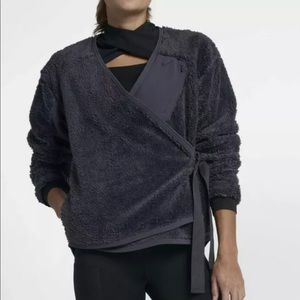 NWT Nike Long Sleeve Sherpa Wrap Top Black SM